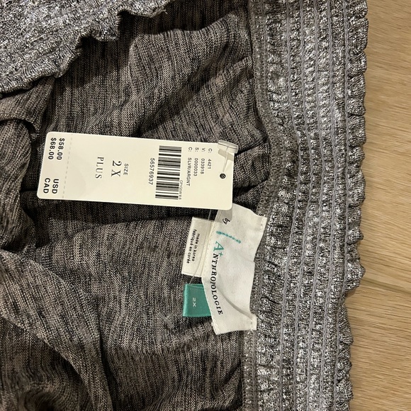 NWT Anthropologie Silver Metallic Tube Top 2X - Picture 4 of 4